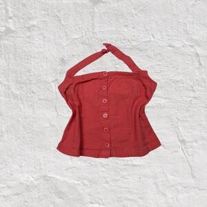 Asos Top Women's 4 S Halter Crop Top Button Summer Vacation Coral Pink